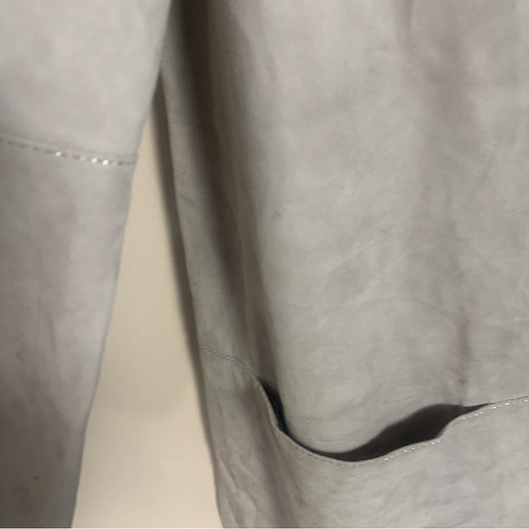 Lafayette 148 New York Gray Suede Leather Open Front Lightweight Jacket Cardigan - Picture 11 of 16